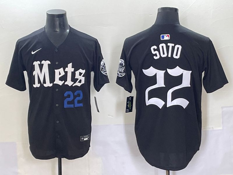 Men 2025 New York Mets #22 Soto Black Five generations Joint Name Nike MLB Jersey style 7->new york mets->MLB Jersey